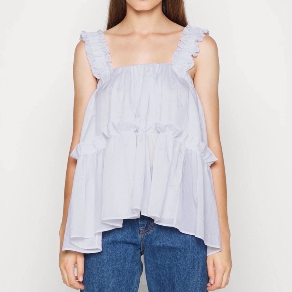 Women's Ruffled White Top